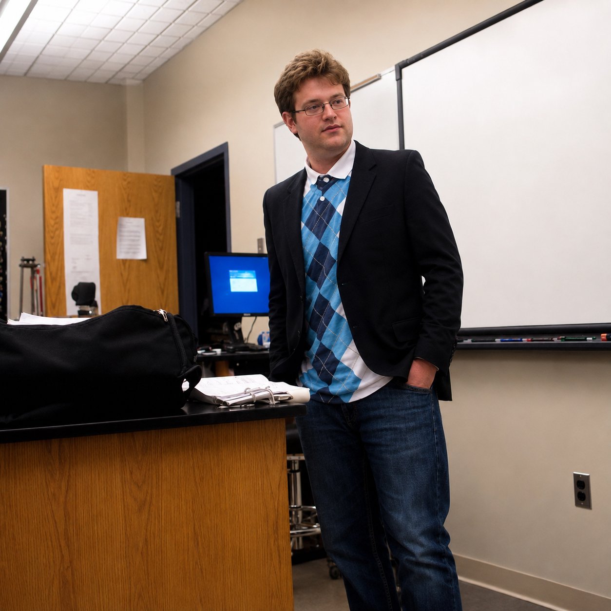 Corey Christen teaching in a college science classroom