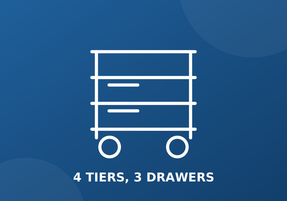 VEVOR Rolling Utility Cart, 4-Tier with 3 Drawers and Top Tray · High School · General